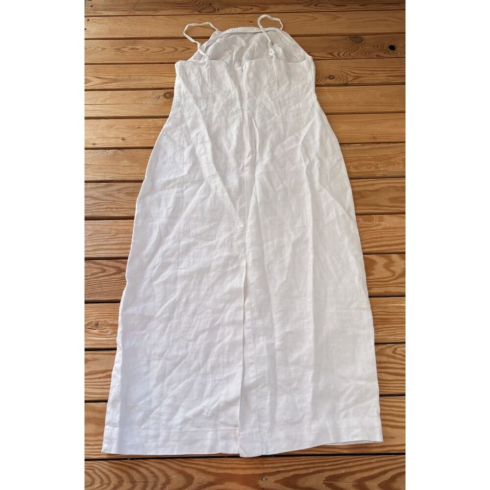Madewell NWT Women’s Spaghetti strap linen Goldie A-Line Midi dress 2 White P9 - Picture 3 of 8